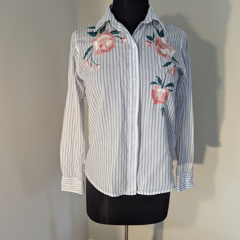 Rails Striped Floral Embroidered Women's Top